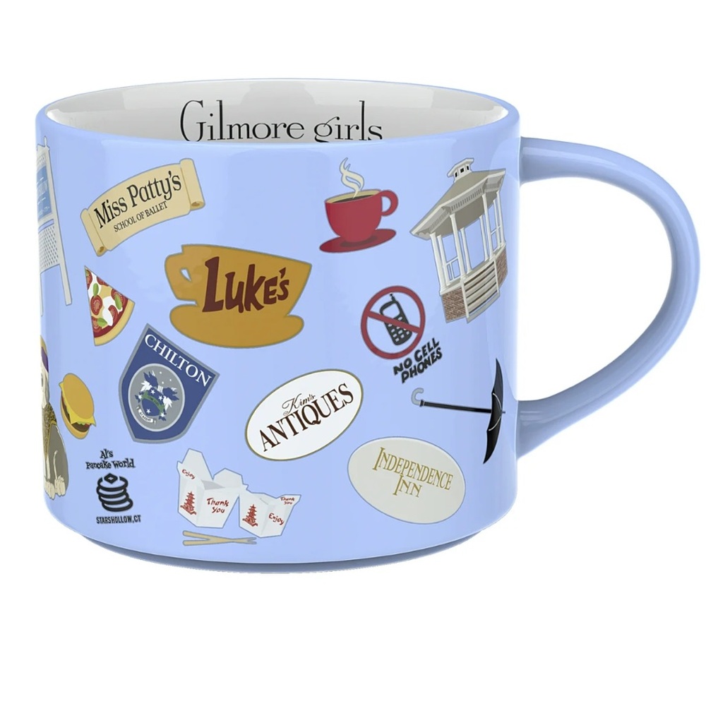 NWT Gilmore Girls all over light blue 15oz Modern Mug